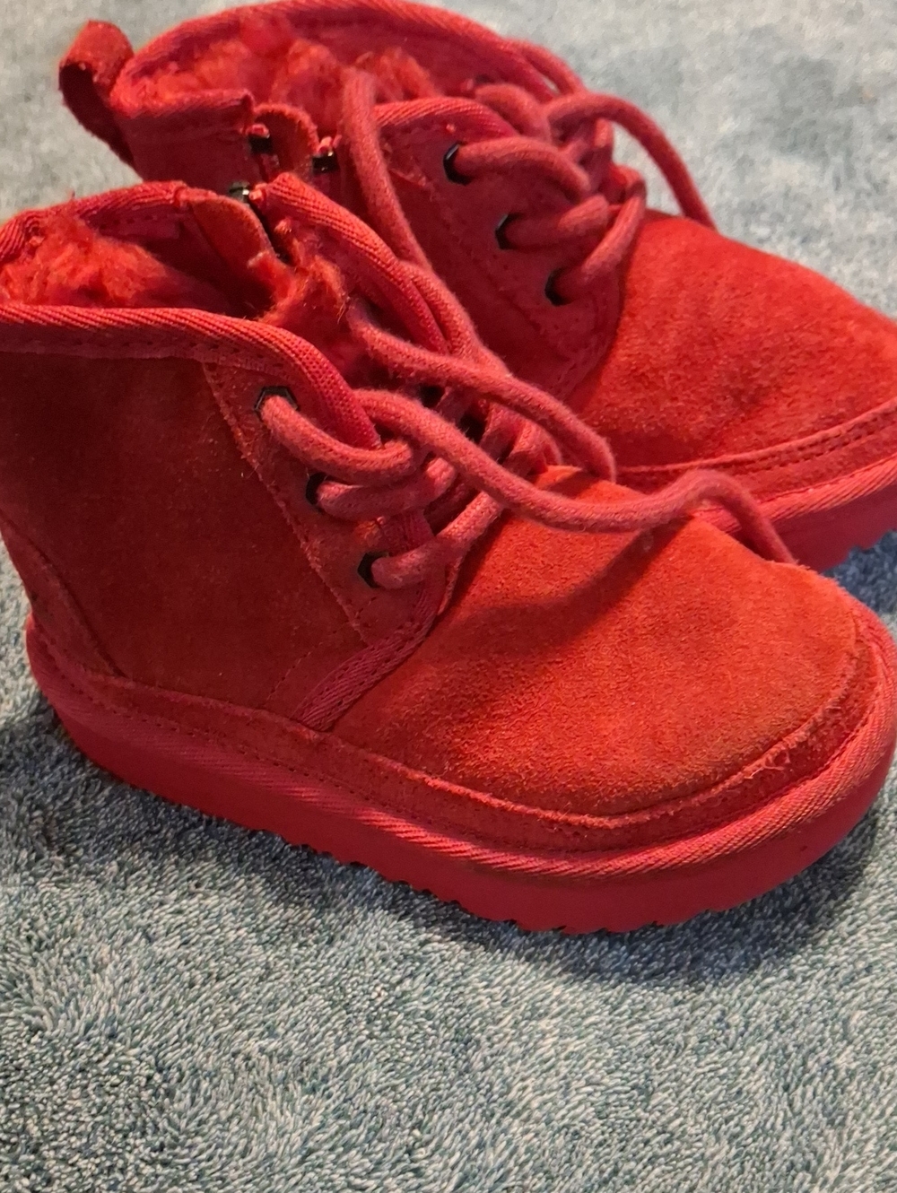 UGG Kids Bright Red Suede Lace Boots
